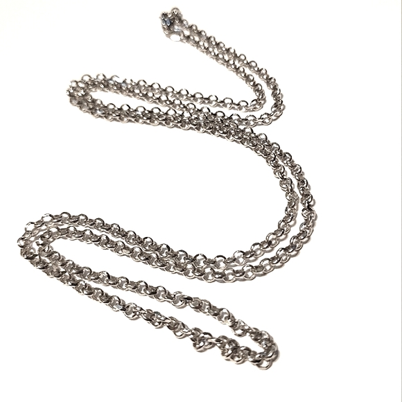 Heavy Long Solid 14K White Gold Chain - Picture 1 of 14